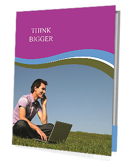 Outdoor Laptop Usage By A Man: Enjoying Technology In Nature Presentation Folder