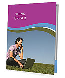 Outdoor Laptop Usage By A Man: Enjoying Technology In Nature Presentation Folder