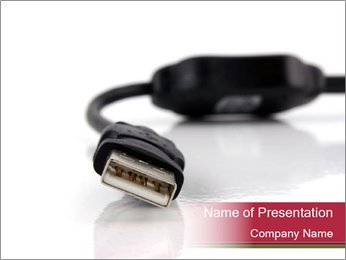 Computer Cable Close-Up On White Background: A Detailed View PowerPoint Template