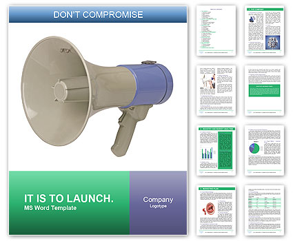 Hand-Drawn Clipping Path Included: Retro Electronic Megaphone Isolated On White Background Word Template