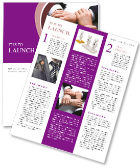 Business Attire: Four Crossed Hands Isolated On White Background Newsletter Template