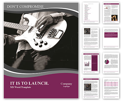 Black And White Electric Guitar Playing Man Word Template