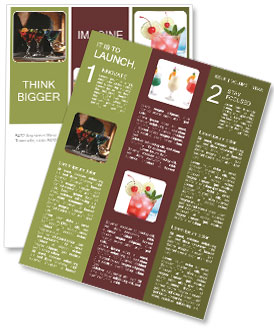 Vibrant Beverage Trio Served By Waitress On Tray Newsletter Template