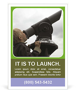 Young Male Observing The Stars With A Telescope. Ad Template