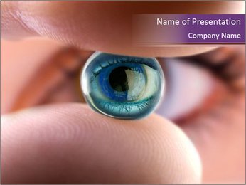 Macro Shot Of Small Gel Marble Reflecting Woman's Eye PowerPoint Template