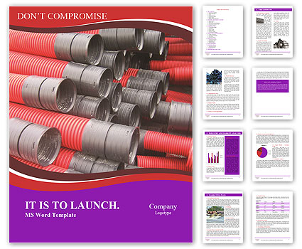 Construction Tubes: Red Curvilinear Design For Durability And Style. Word Template