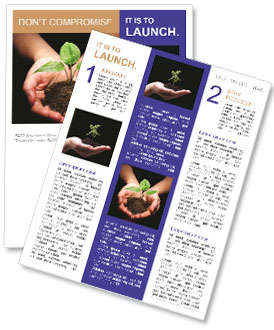 Planting A Sapling: Hands Holding Young Tree In Soil For Growth Newsletter Template