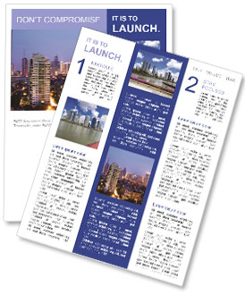 Night View Of Business And Commercial District Skyline Newsletter Template