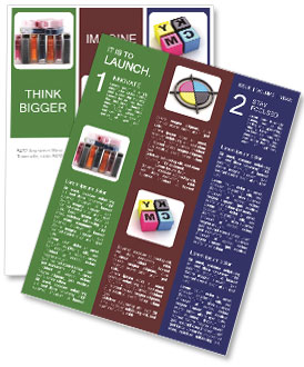 Inkjet Printer Cartridges Set Displayed On A White Background Newsletter Template