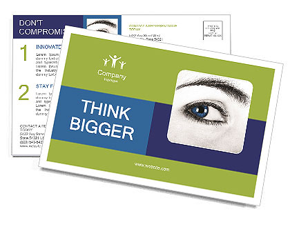 Beautiful Woman With Blue Eyes In Close-Up Shot Postcard Template