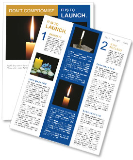 Isolated Black Background Closeup Of Burning Candle Newsletter Template