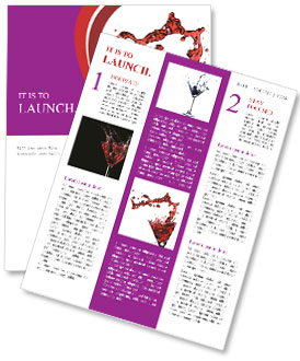 Isolated Red Martini Pouring Into A Martini Glass On White Background. Newsletter Template