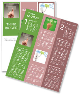 Button Pressed By Hand On A Grey Background Newsletter Template