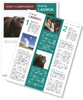 Snowy Background: Grizzly Bear Growling In The Wilderness Newsletter Template