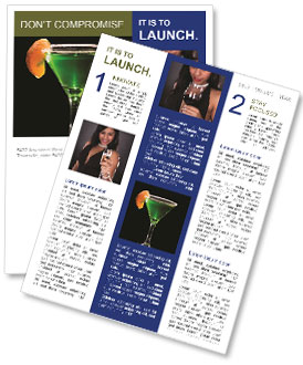 Absinthe Cocktail In Backlit Martini Glass With Salt Rim And Tangerine Slice Decoration Newsletter Template