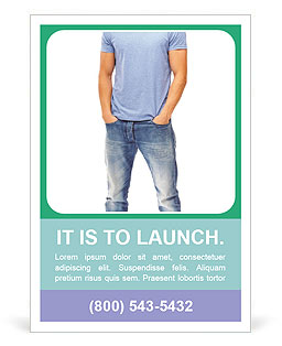 A man in a blue shirt is standing with his hands in his pockets Ad Template