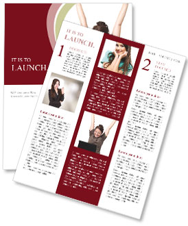 Young Woman With Laptop In A Cheerful Pose - Arms Raised. White Background. Newsletter Template