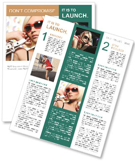 Glamorous And Fashionable Young Blond Woman Sporting Bright Red Sunglasses In A Portrait Shot Newsletter Template