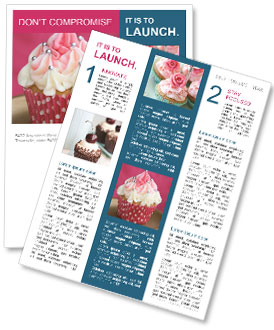 Delicious Cupcakes In Pink And White Color Combination Newsletter Template