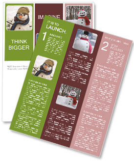 Snowman's Face Close-Up With Eyeglasses, Hat, Scarf, And Carrot Nose - Wintertime Fun Newsletter Template