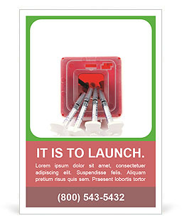 Isolated Syringes And Sharps Container On White Background: A Safety Measure Ad Template