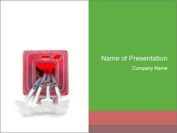 Isolated Syringes And Sharps Container On White Background: A Safety Measure PowerPoint Template