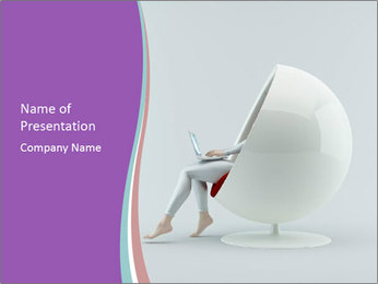 Girl Using Laptop For Online Shopping While Sitting On A Chair PowerPoint Template