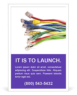 Multi-Colored Ethernet Network Cables Set With Rj45 Connectors Isolated On White Background Ad Template