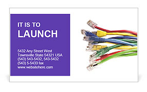 Multi-Colored Ethernet Network Cables Set With Rj45 Connectors Isolated On White Background Business Card Template