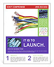Multi-Colored Ethernet Network Cables Set With Rj45 Connectors Isolated On White Background Flyer Template