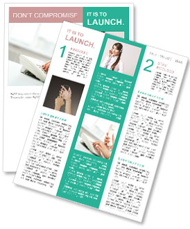 White Telephone: Close-Up Of Woman's Hands Dialing Newsletter Template