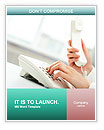 White Telephone: Close-Up Of Woman's Hands Dialing Word Template