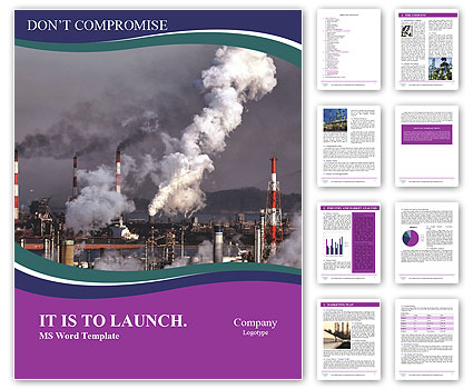Smoke Stacks In An Industrial Plant Located In An Industrial Area Word Template