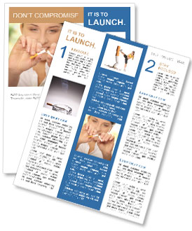Breaking Cigarette By A Young Woman On A Plain White Background Newsletter Template