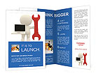Isolated 3D Model Of Person With Spanner And Laptop On White Background Brochure Template