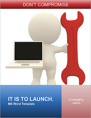 Isolated 3D Model Of Person With Spanner And Laptop On White Background Word Template - Page 1