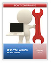 Isolated 3D Model Of Person With Spanner And Laptop On White Background Word Template