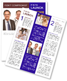 Isolated White Background Image Of Businessman Smiling With Male And Female Doctors Or Nurses. Newsletter Template