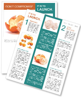 Isolated White Background Image Of Peeled Mandarin Newsletter Template
