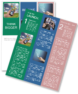 Mobile Phone Featuring Streaming Images Via Touch Screen Technology. Newsletter Template