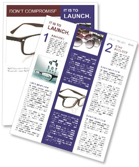 Modern Eyeglasses In Close-Up On A White Background Newsletter Template