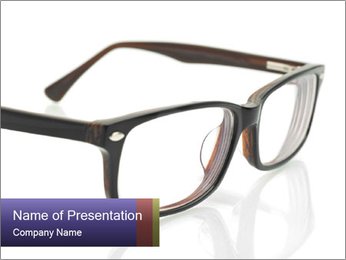 Modern Eyeglasses In Close-Up On A White Background PowerPoint Template