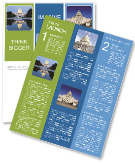 Night View Of Us Capitol Building In Washington Dc With Water Reflection Newsletter Template