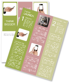 Isolated White Background Smartphone With Room For Text In Hand Newsletter Template