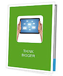 Isolated White Background Image Of A Man's Hand Holding A Touchpad Pc With Email Icons Presentation Folder
