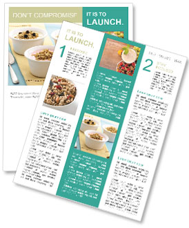 Nutritious Yogurt And Granola With Abundance Of Dried Fruits, Nuts, And Grains Newsletter Template