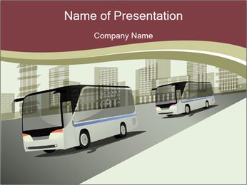 City Bus In Urban Background: A Modern And Abstract View Of The Cityscape PowerPoint Template