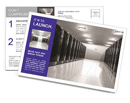 Contemporary Data Center Server Room Interior Design Postcard Template