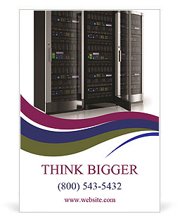 Isolated White Background Server Racks With Single Open Door For Enhanced Accessibility Ad Template