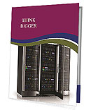 Isolated White Background Server Racks With Single Open Door For Enhanced Accessibility Presentation Folder